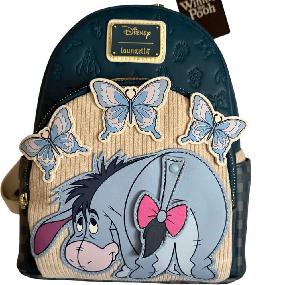 Loungefly Eeyore Butterflies With Peeking Pooh Strap Mini Backpack NWT